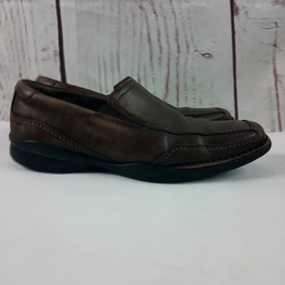 Clarks 82227 Men's Brown Leather Slip On Driving Loafers Shoes 10M